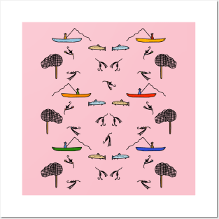 Elegant Fly Fishing Pattern Posters and Art